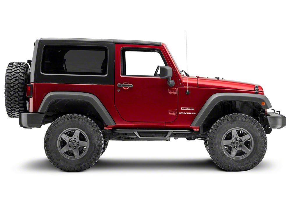 Jeep Licensed by RedRock HD Drop Side Step Bars with Jeep Logo (07-18 Jeep Wrangler JK 2-Door)