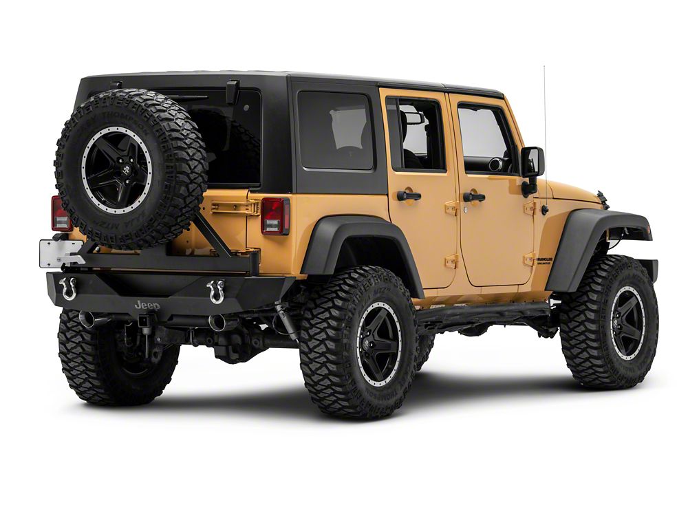 Jeep Licensed by RedRock Trail Force HD Rear Bumper with Tire Carrier and Jeep Logo (07-18 Jeep Wrangler JK)