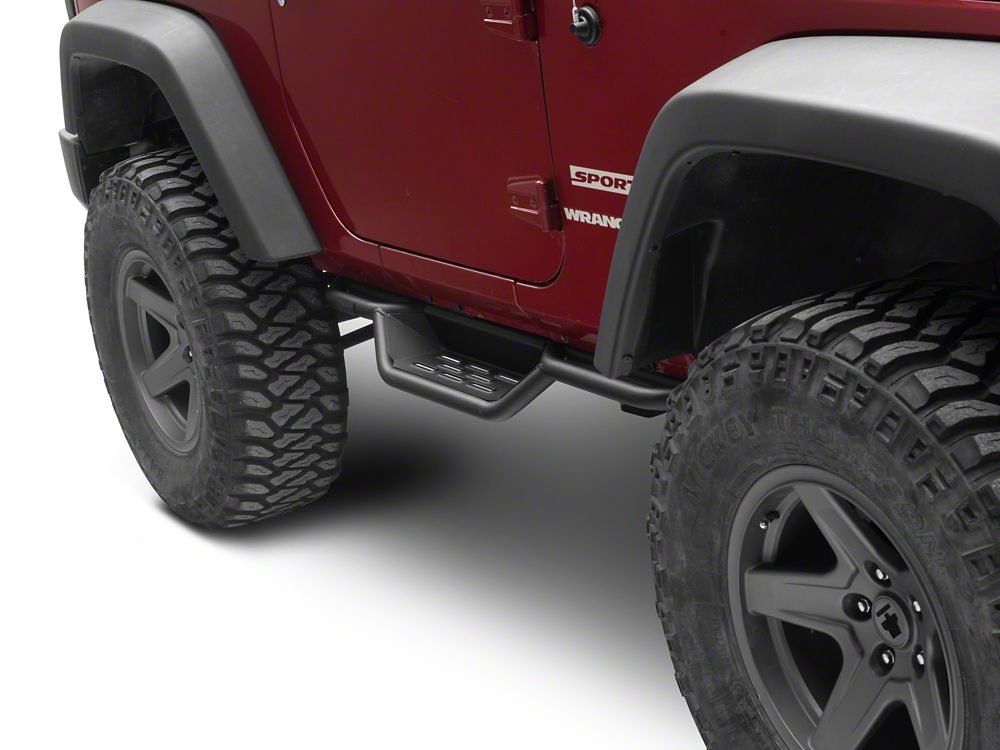 Jeep Licensed by RedRock HD Drop Side Step Bars with Jeep Logo (07-18 Jeep Wrangler JK 2-Door)