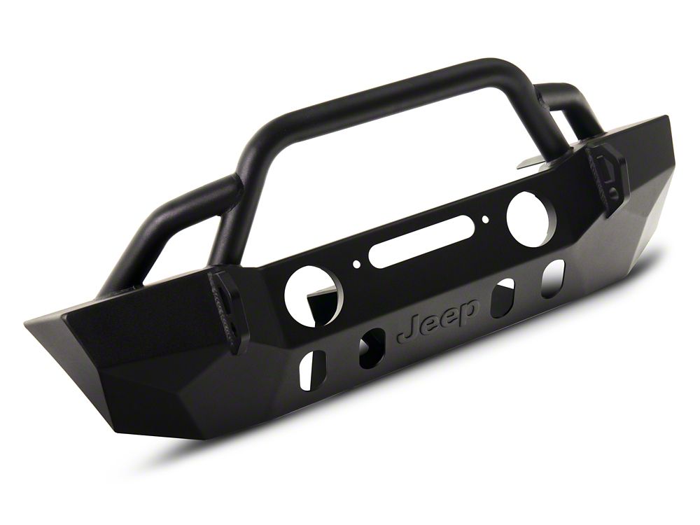 Jeep Licensed by RedRock Crawler Stubby Winch Front Bumper with Jeep Logo (07-18 Jeep Wrangler JK)