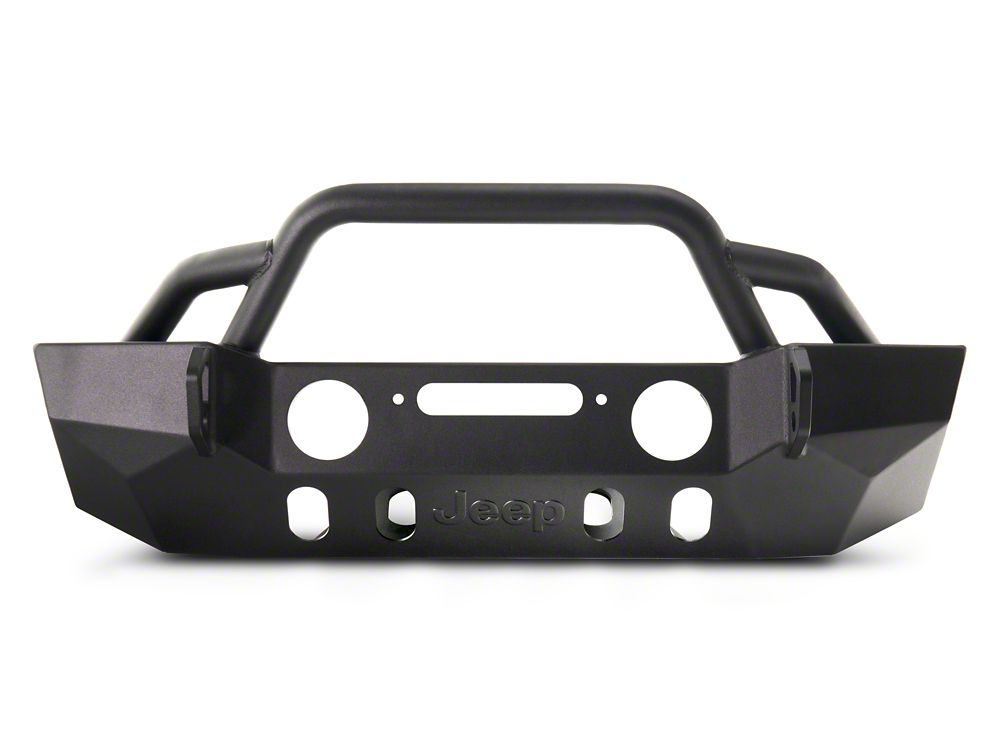 Jeep Licensed by RedRock Crawler Stubby Winch Front Bumper with Jeep Logo (07-18 Jeep Wrangler JK)