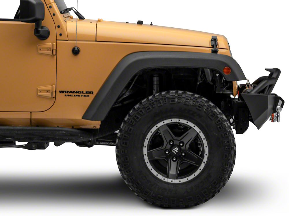 Jeep Licensed by RedRock Crawler Stubby Winch Front Bumper with Jeep Logo (07-18 Jeep Wrangler JK)