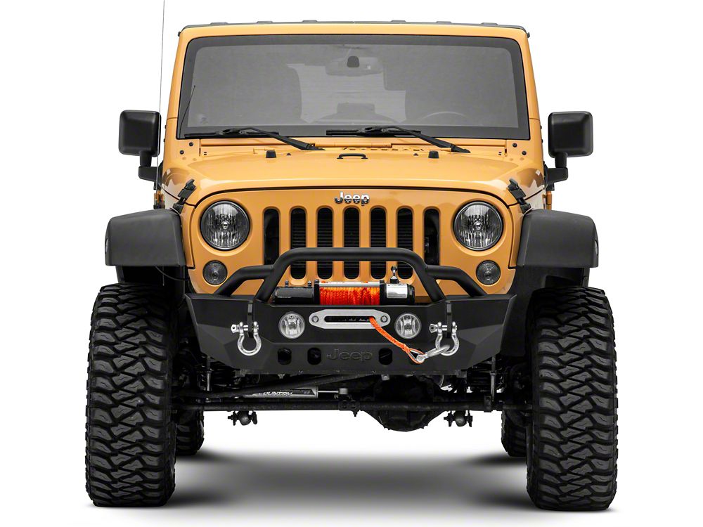 Jeep Licensed by RedRock Crawler Stubby Winch Front Bumper with Jeep Logo (07-18 Jeep Wrangler JK)