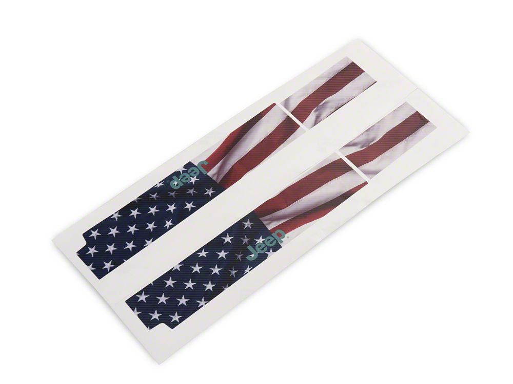 Jeep Licensed by RedRock Carbon Fiber Door Sill Decal; Real Flag (07-18 Jeep Wrangler JK)