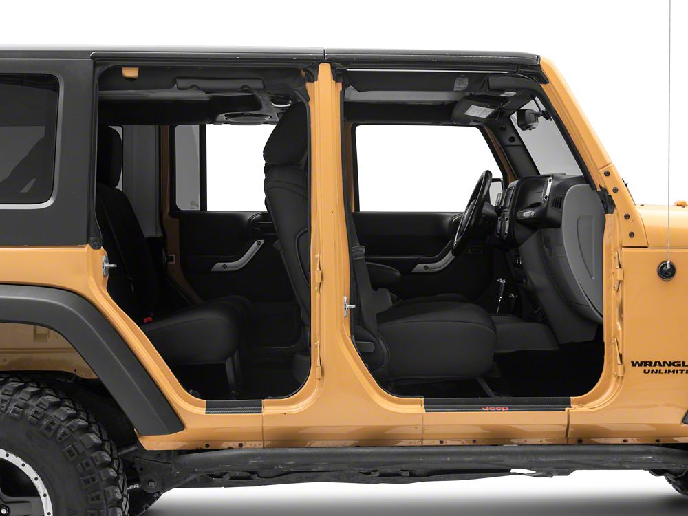 Jeep Licensed by RedRock Carbon Fiber Door Sill Decal; Red (07-18 Jeep Wrangler JK)