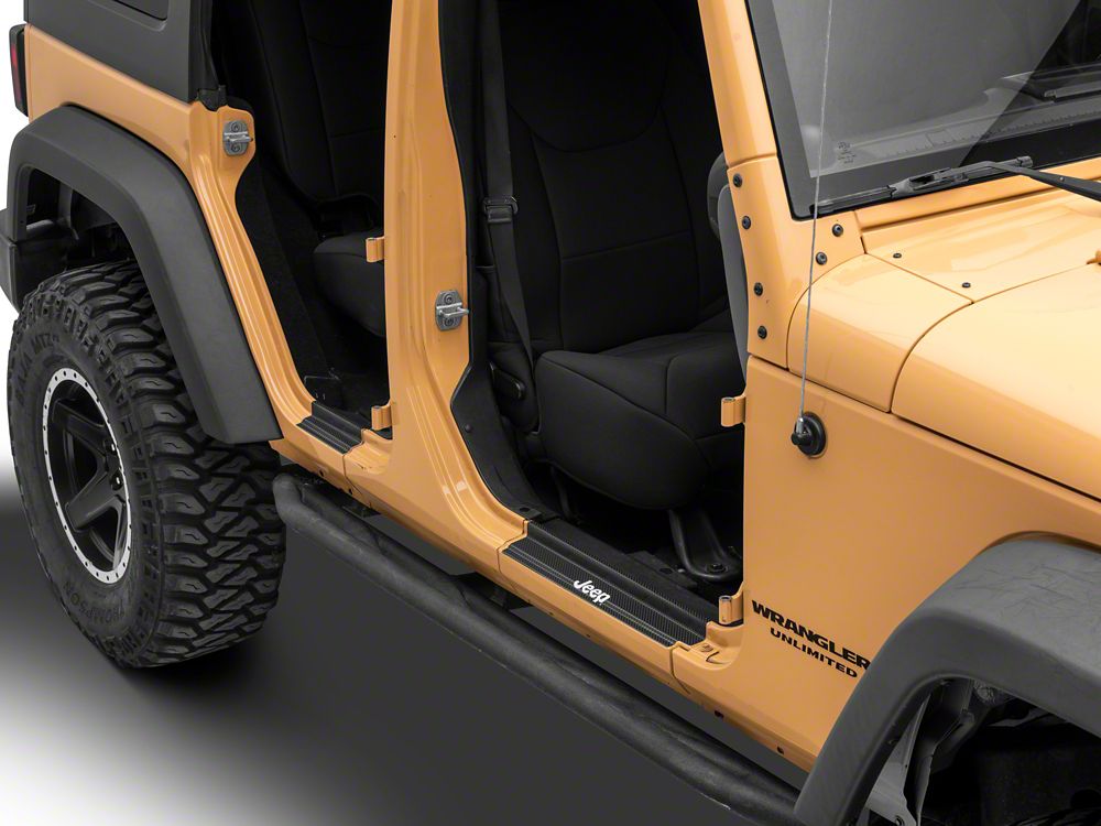 Jeep Licensed by RedRock Carbon Fiber Door Sill Decal; White (07-18 Jeep Wrangler JK)