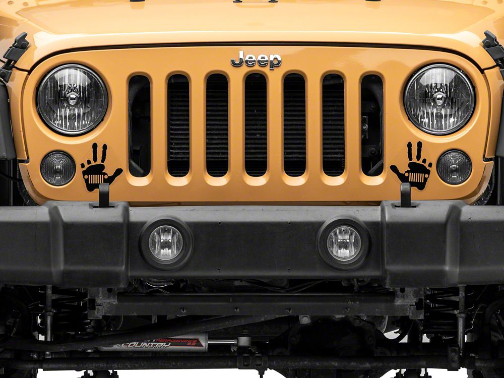 Jeep Licensed by RedRock Jeep Peace Grille Decal; Gloss Black (87-18 Wrangler YJ, TJ & JK)