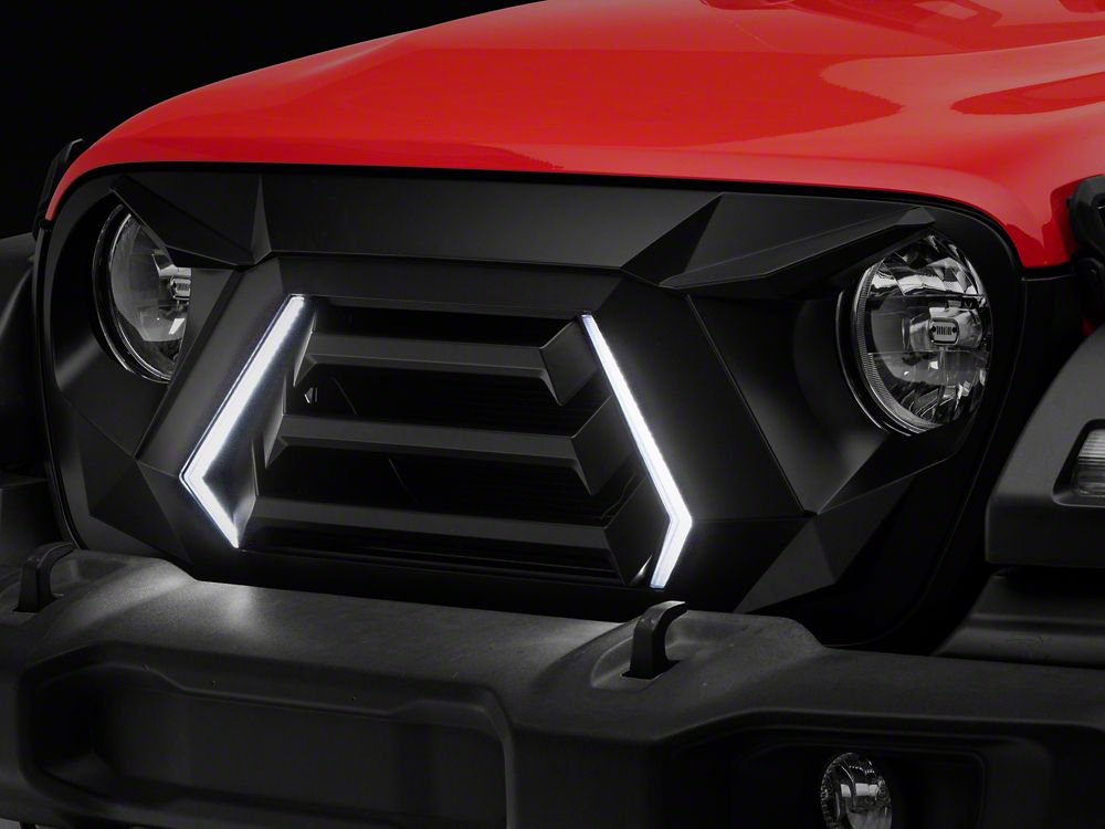RedRock Goliath Grille with LED DRL and Turn Signals (18-25 Jeep Wrangler JL w/o TrailCam)