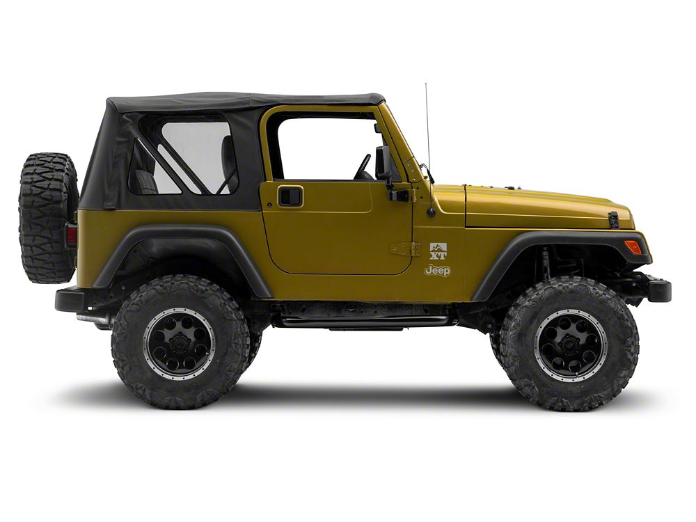 Jeep Licensed by RedRock 3-Inch Round Side Step Bars with Jeep Logo; Semi-Gloss Black (87-06 Jeep Wrangler YJ & TJ, Excluding Unlimited)
