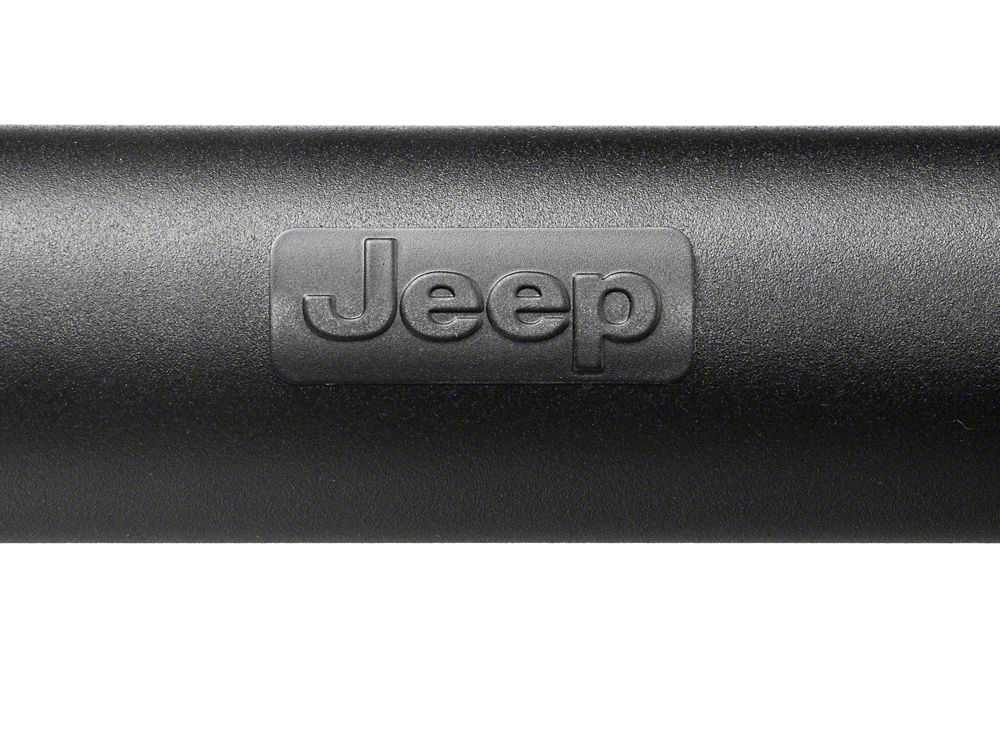 Jeep Licensed by RedRock Double Tubular Front Bumper with Classic Over-Rider Hoop and Jeep Logo; Textured Black (87-06 Jeep Wrangler YJ & TJ)