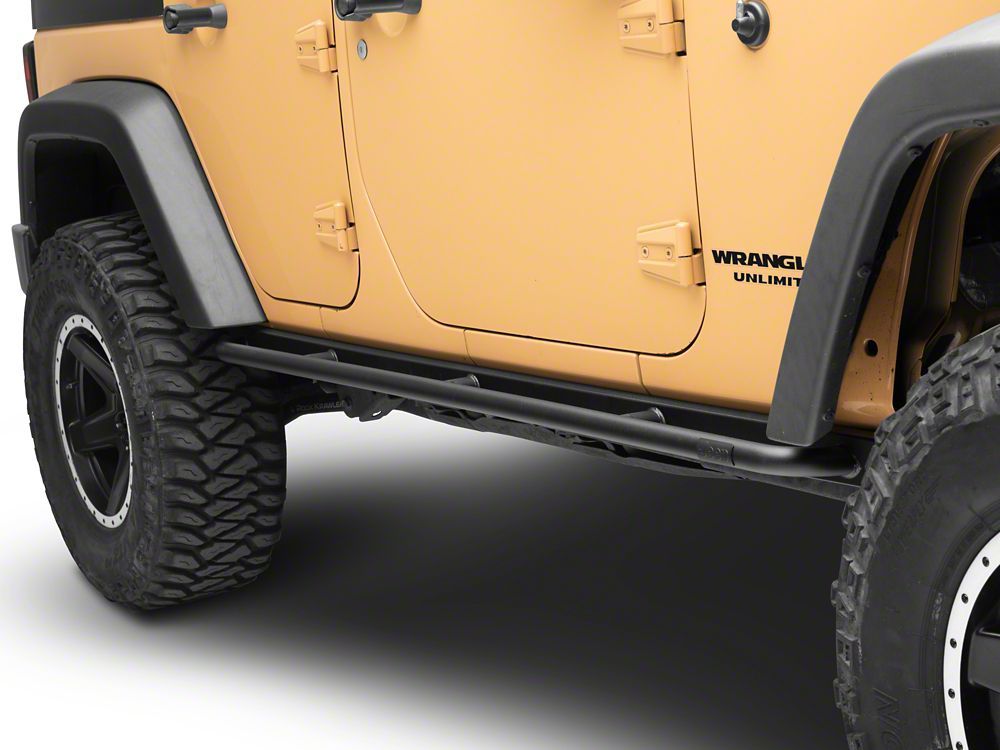 Jeep Licensed by RedRock Enhanced Rubi Rails with Jeep Logo; Textured Black (07-18 Jeep Wrangler JK 4-Door)
