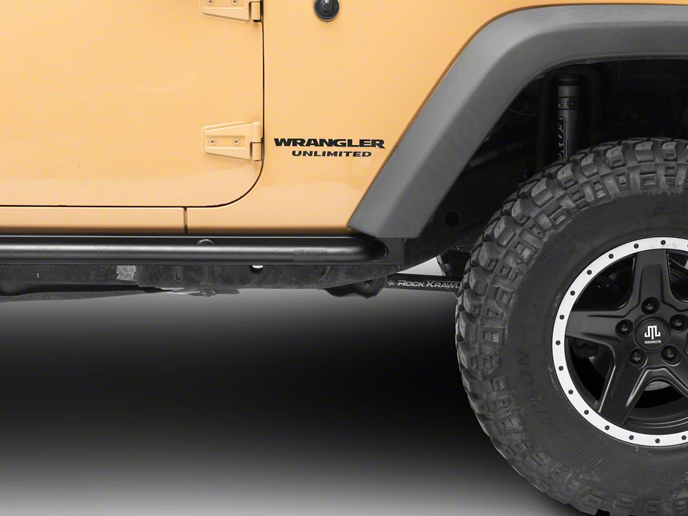 Jeep Licensed by RedRock Enhanced Rubi Rails with Jeep Logo; Textured Black (07-18 Jeep Wrangler JK 4-Door)