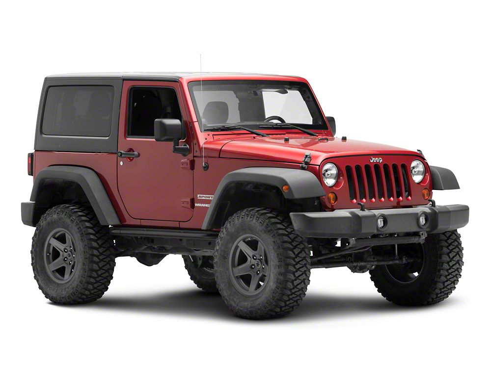 Jeep Licensed by RedRock Enhanced Rubi Rails with Jeep Logo; Textured Black (07-18 Jeep Wrangler JK 2-Door)