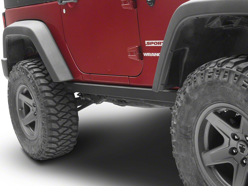 Jeep Licensed by RedRock Rubi Rails with Jeep Logo; Textured Black (07-18 Jeep Wrangler JK 2-Door)
