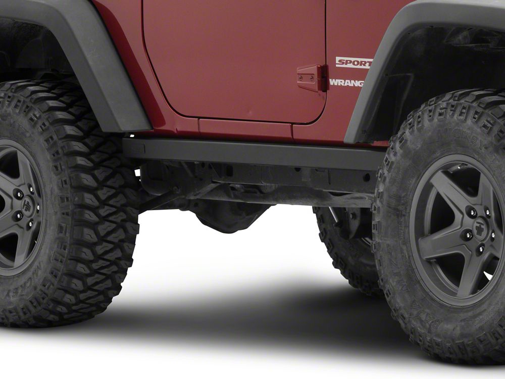 Jeep Licensed by RedRock Rubi Rails with Jeep Logo; Textured Black (07-18 Jeep Wrangler JK 2-Door)