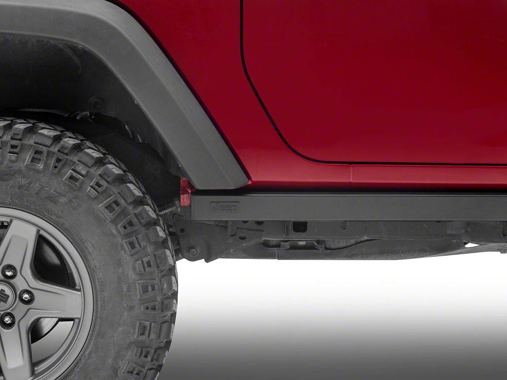 Jeep Licensed by RedRock Rubi Rails with Jeep Logo; Textured Black (07-18 Jeep Wrangler JK 2-Door)