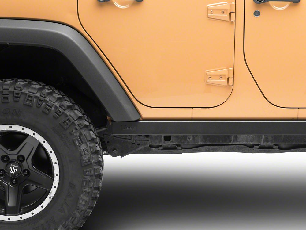 Jeep Licensed by RedRock Rubi Rails with Jeep Logo; Textured Black (07-18 Jeep Wrangler JK 4-Door)