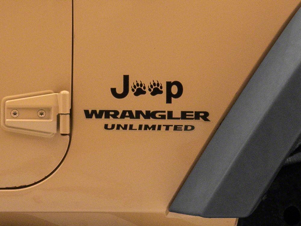 Jeep Licensed by RedRock Jeep Paw Side Logo; Gloss Black (87-18 Jeep Wrangler YJ, TJ & JK)