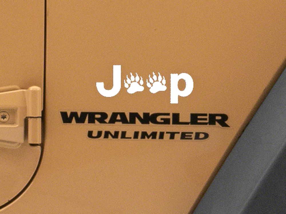 Jeep Licensed by RedRock Jeep Paw Side Logo; white (87-18 Jeep Wrangler YJ, TJ & JK)