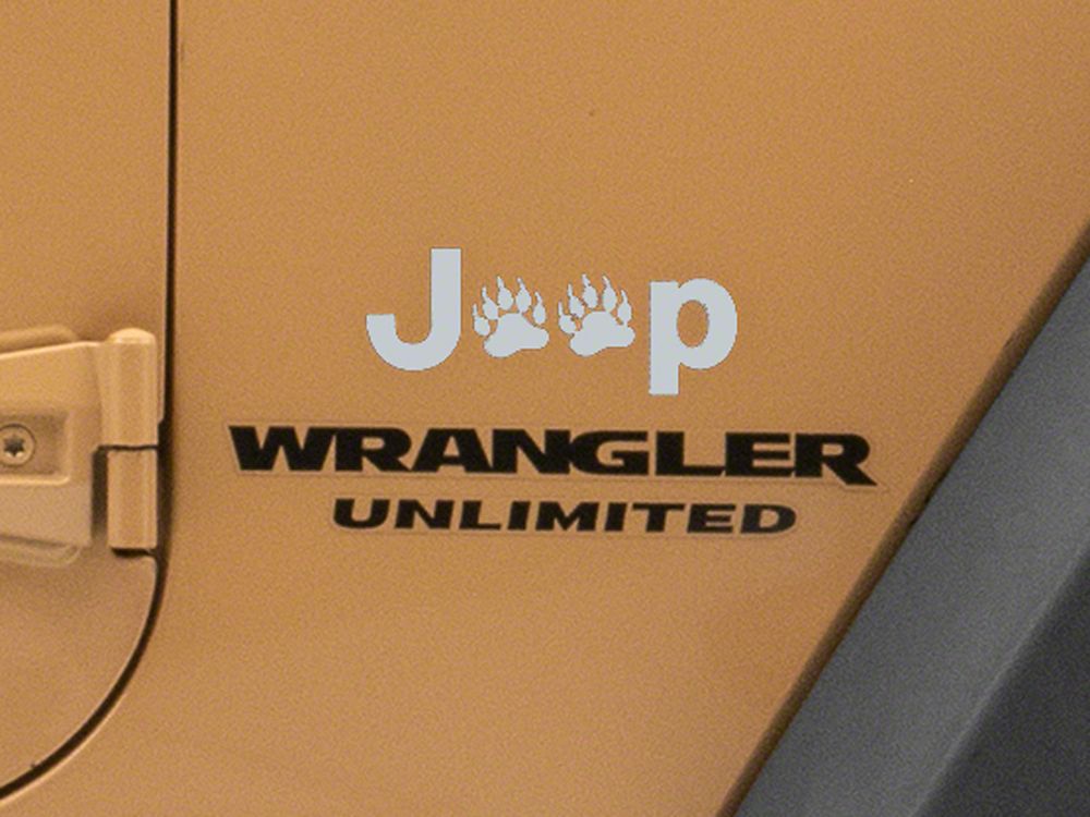 Jeep Licensed by RedRock Jeep Paw Side Logo; Silver (87-18 Jeep Wrangler YJ, TJ & JK)