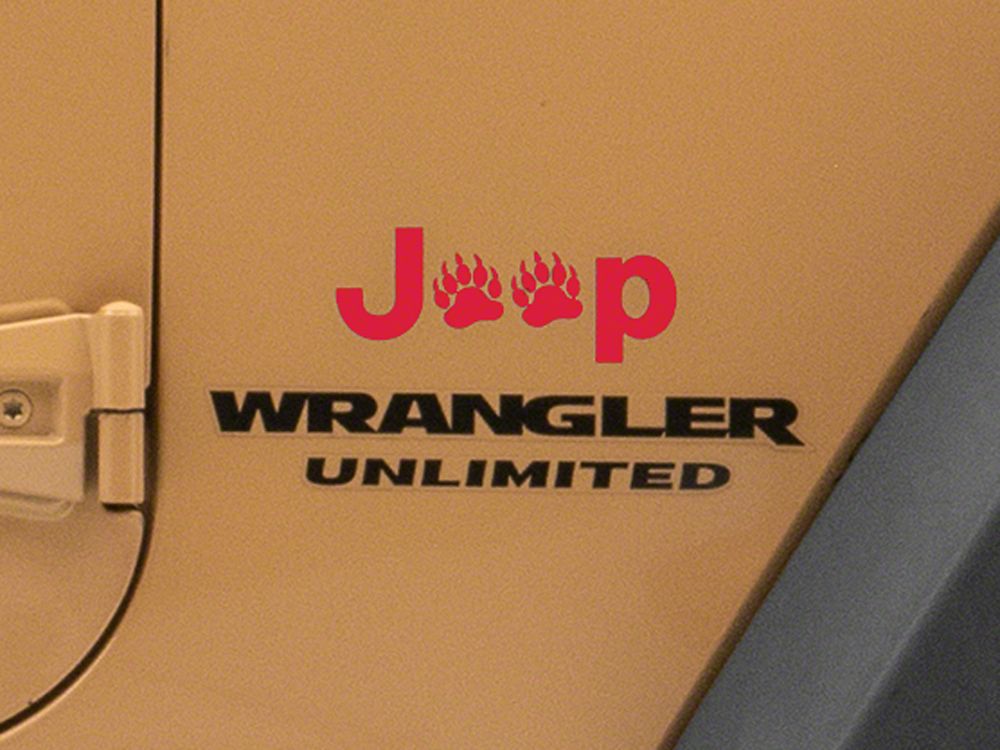 Jeep Licensed by RedRock Jeep Paw Side Logo; Red (87-18 Jeep Wrangler YJ, TJ & JK)