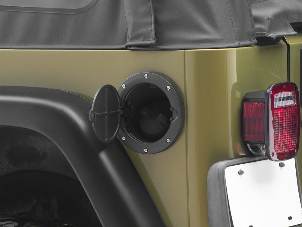 RedRock Fuel Filler Cover; Matte Black (97-06 Jeep Wrangler TJ)