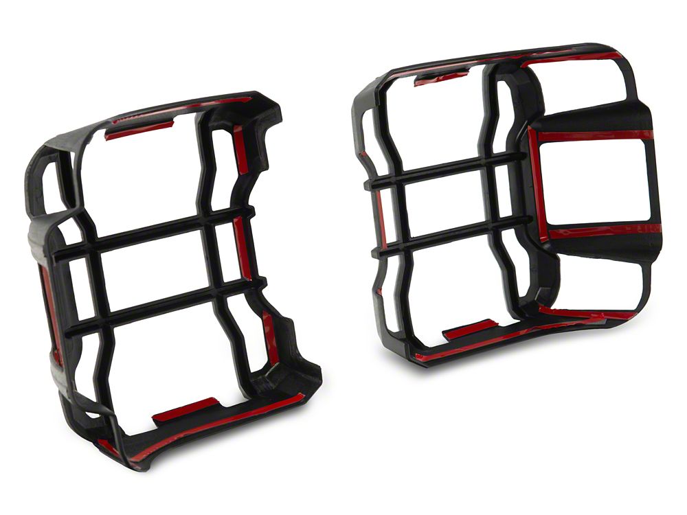 RedRock ABS Tail Light Guard; Textured Black (18-25 Jeep Wrangler JL w/ Factory LED Tail Lights)