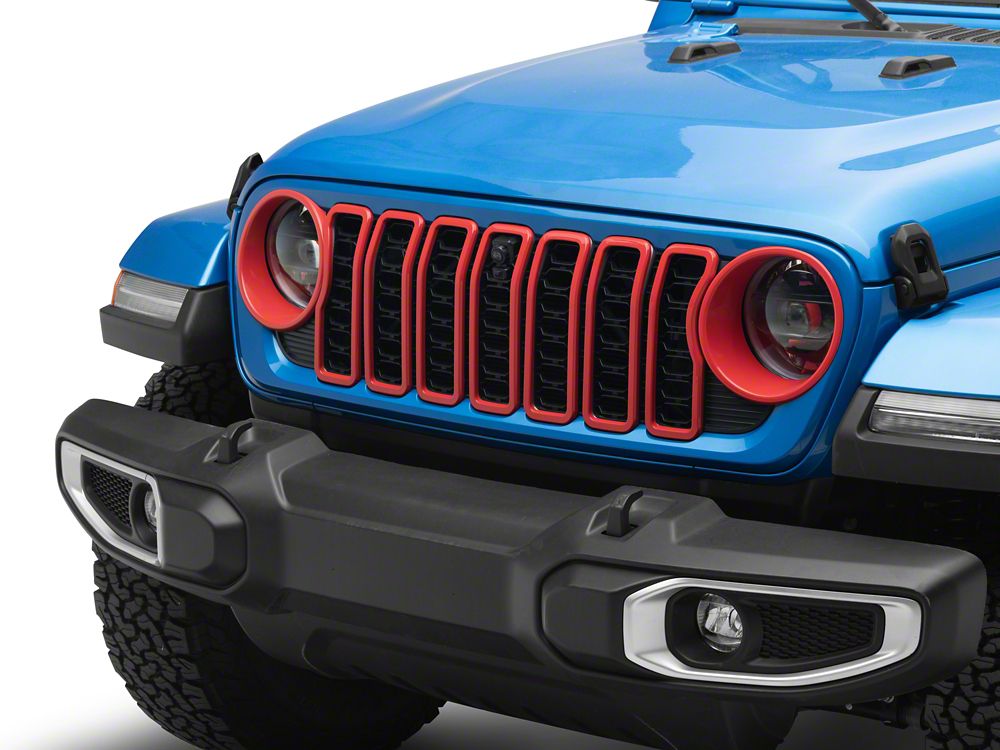 RedRock Grille Inserts; Red (24-25 Jeep Wrangler JL Rubicon, Sahara)