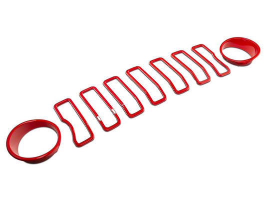 RedRock Grille Inserts; Red (24-25 Jeep Wrangler JL Rubicon, Sahara)