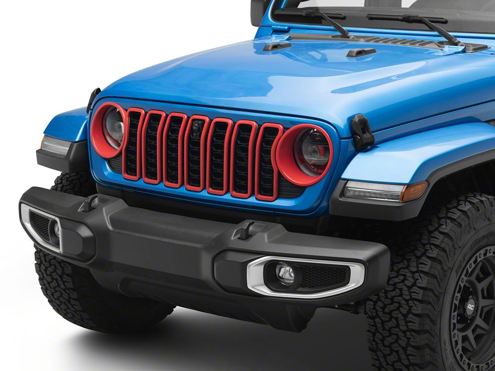 RedRock Grille Inserts; Red (24-25 Jeep Wrangler JL Rubicon, Sahara)