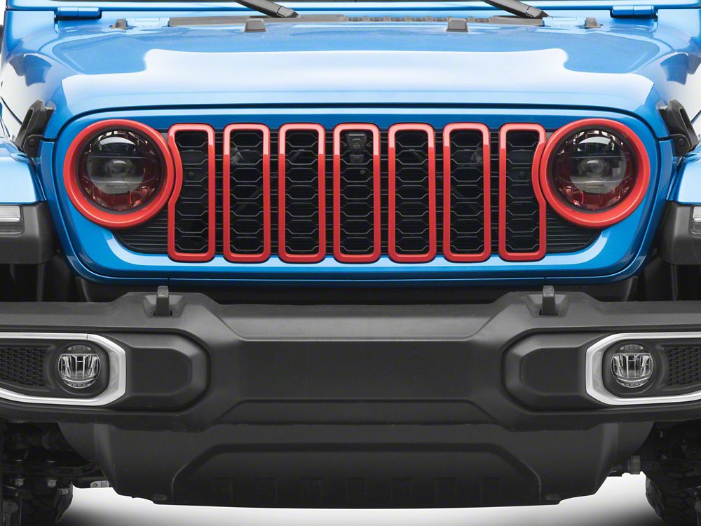 RedRock Grille Inserts; Red (24-25 Jeep Wrangler JL Rubicon, Sahara)