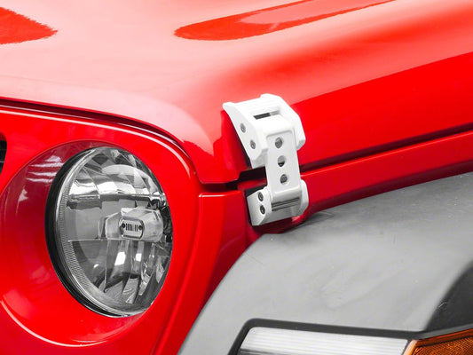 RedRock Billet Hood Catch Kit; White (07-25 Jeep Wrangler JK & JL)