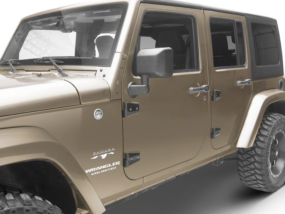 RedRock Door Hinge Set; Textured Black (07-18 Jeep Wrangler JK 4-Door)