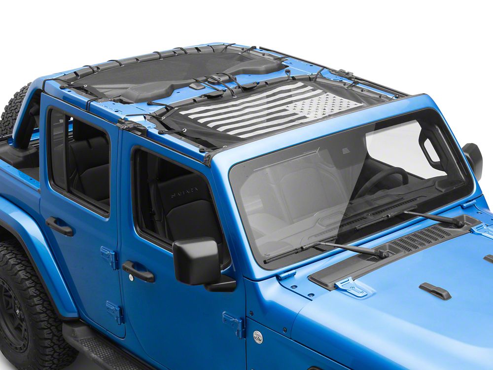 RedRock Mesh Sun Shade; Front and Rear; American Flag (24-25 Jeep Wrangler JL 4-Door)