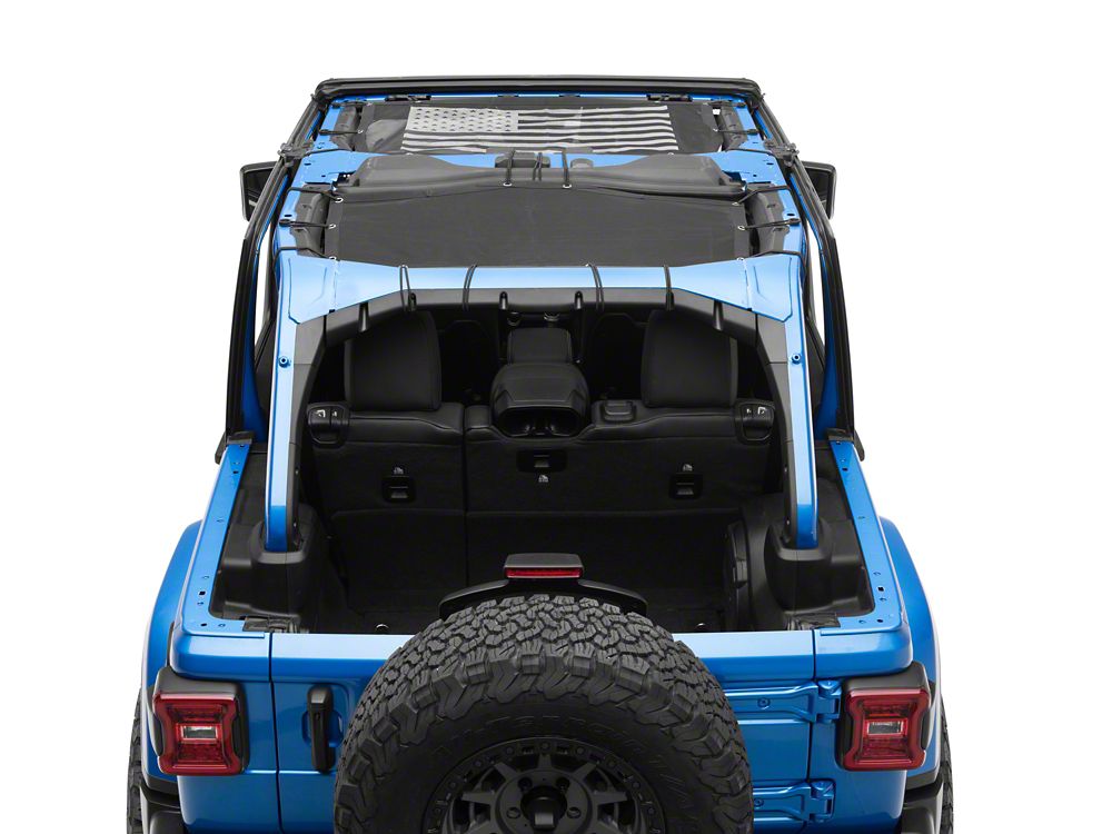 RedRock Mesh Sun Shade; Front and Rear; American Flag (24-25 Jeep Wrangler JL 4-Door)