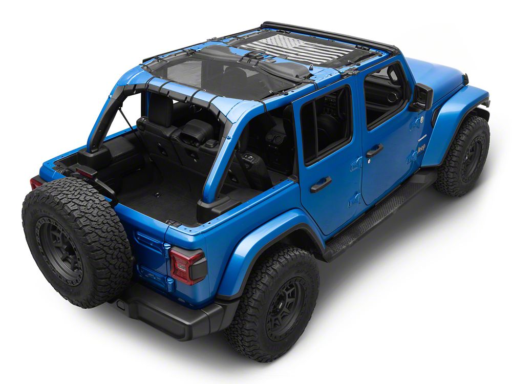 RedRock Mesh Sun Shade; Front and Rear; American Flag (24-25 Jeep Wrangler JL 4-Door)