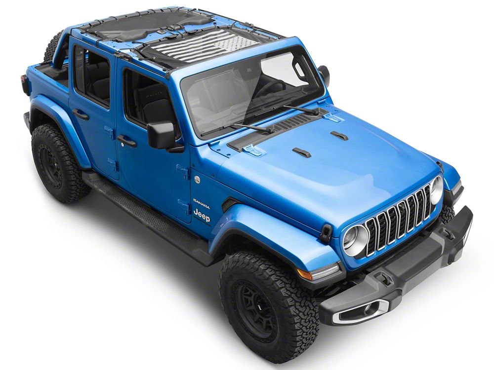 RedRock Mesh Sun Shade; Front and Rear; American Flag (24-25 Jeep Wrangler JL 4-Door)