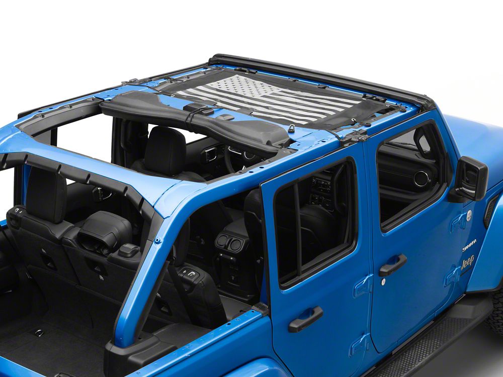 RedRock Mesh Sun Shade; Front; American Flag (24-25 Jeep Wrangler JL)