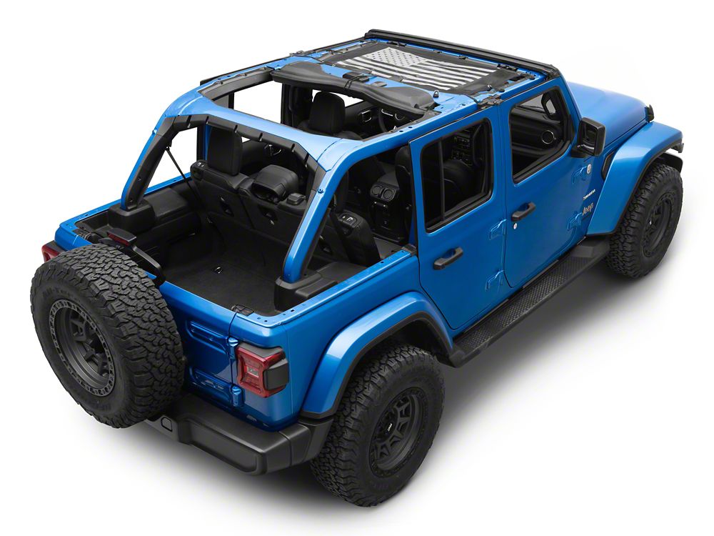 RedRock Mesh Sun Shade; Front; American Flag (24-25 Jeep Wrangler JL)