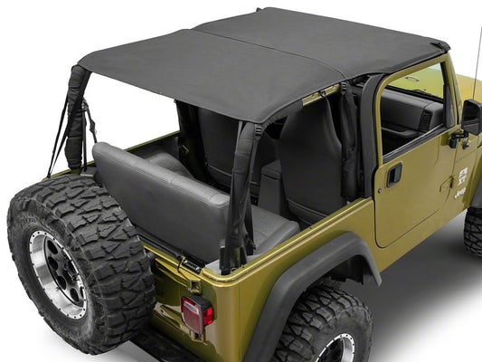 RedRock Extended Bikini Top with Header Panel; Black Diamond (97-06 Jeep Wrangler TJ, Excluding Unlimited)