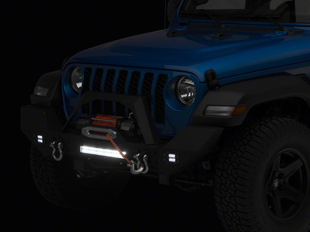 RedRock Max-HD Full Width Winch Front Bumper with Fog Lights and LED Light Bar (20-25 Jeep Gladiator JT)