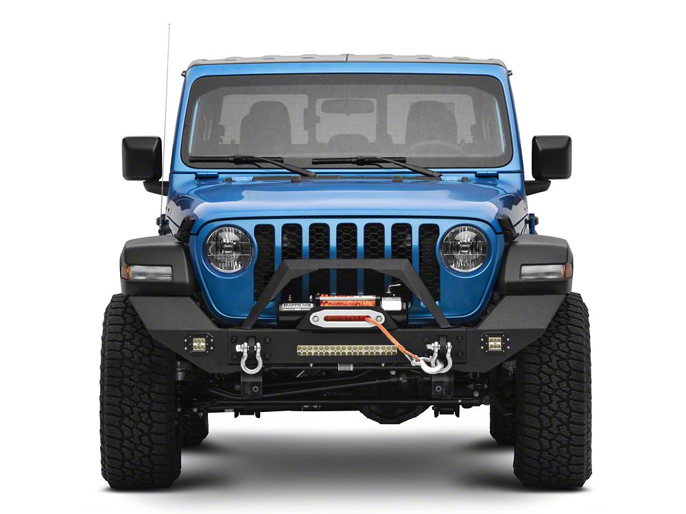 RedRock Max-HD Full Width Winch Front Bumper with Fog Lights and LED Light Bar (20-25 Jeep Gladiator JT)
