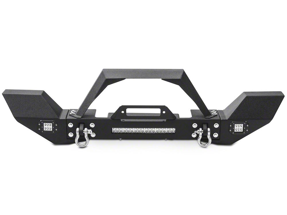 RedRock Max-HD Full Width Winch Front Bumper with Fog Lights and LED Light Bar (20-25 Jeep Gladiator JT)