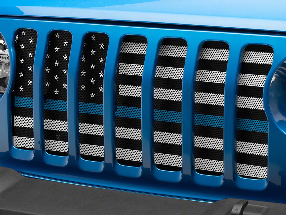 RedRock Grille Insert; Blue Line (20-25 Jeep Gladiator JT w/o TrailCam)