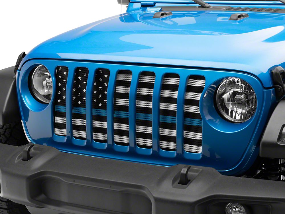 RedRock Grille Insert; Blue Line (20-25 Jeep Gladiator JT w/o TrailCam)