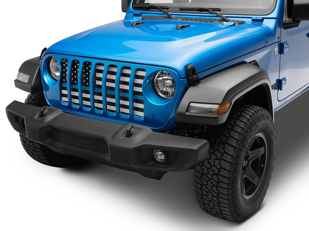 RedRock Grille Insert; Blue Line (20-25 Jeep Gladiator JT w/o TrailCam)