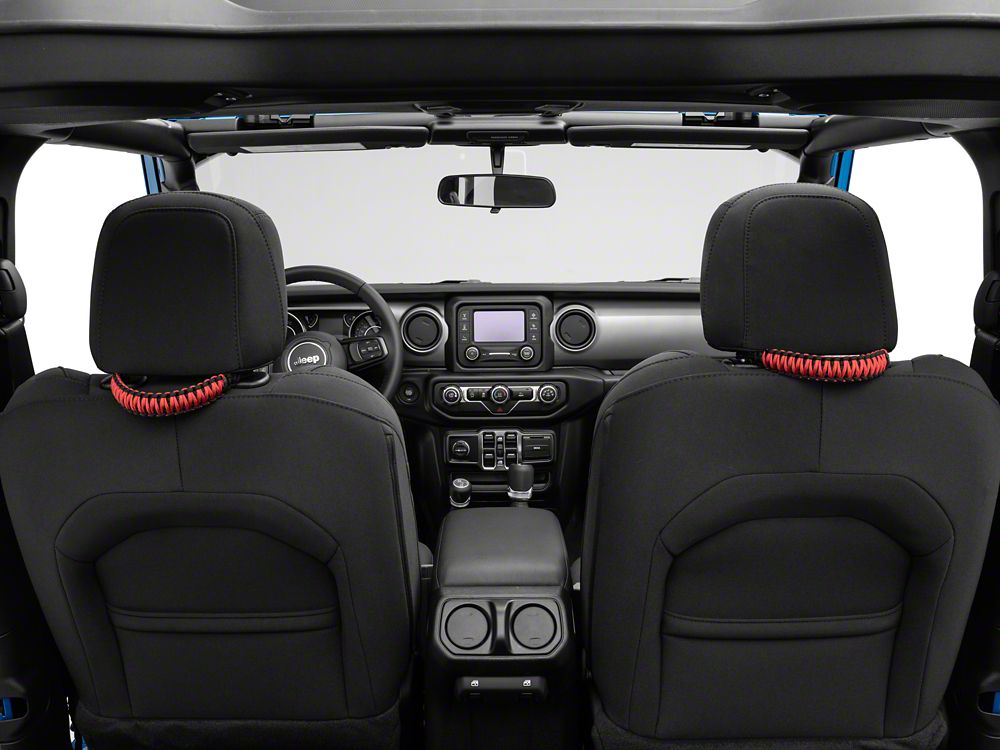 RedRock Headrest Paracord Grab Handles; Black and Red (20-25 Jeep Gladiator JT)