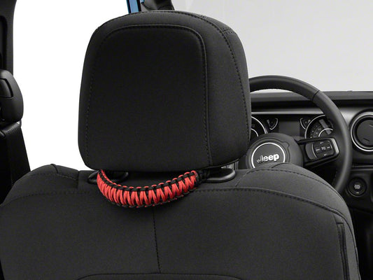 RedRock Headrest Paracord Grab Handles; Black and Red (20-25 Jeep Gladiator JT)