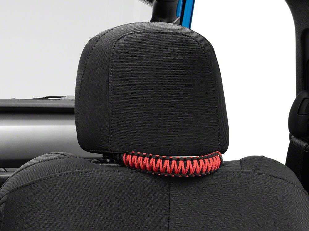 RedRock Headrest Paracord Grab Handles; Black and Red (20-25 Jeep Gladiator JT)