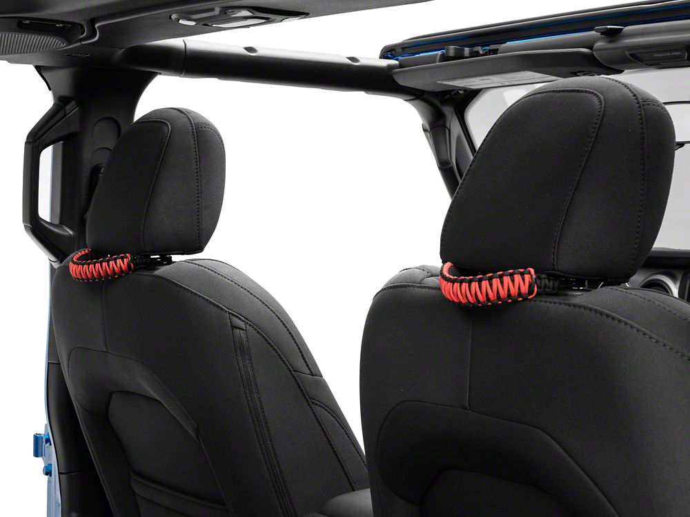 RedRock Headrest Paracord Grab Handles; Black and Red (20-25 Jeep Gladiator JT)